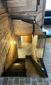 escalier + toboggan acier patiné